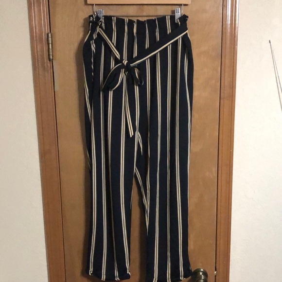 no comment Pants - Black, White, and Yellow Ankle Pants